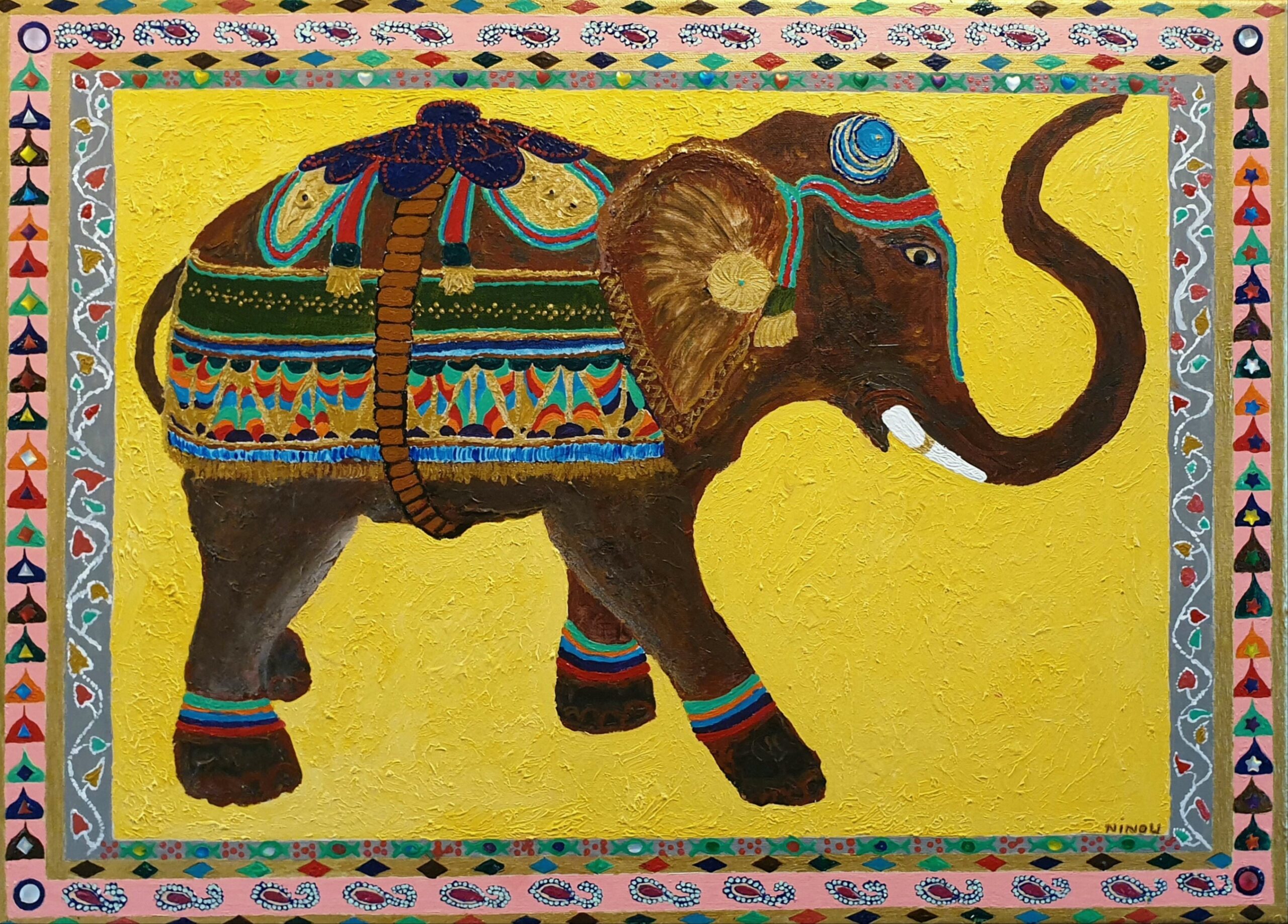N° 15 Éléphant en costume d'apparat - Arts ninou peinture
